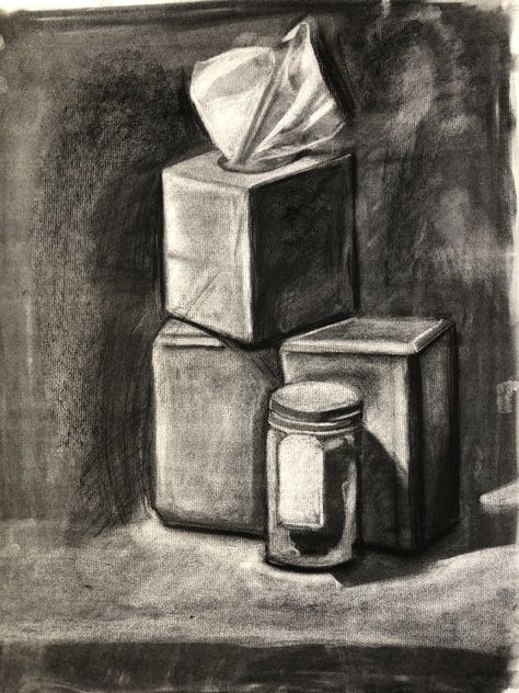 Charcoal Still Life, Still Life Graphite Drawing, Monochrome Watercolor Still Life, Charcoal Glass Drawing, Greyscale Still Life, Easy Still Life Drawing, Charcoal Fruit Drawing Still Life, Charcoal Drawing Glass Bottle, Charcoal Portraits