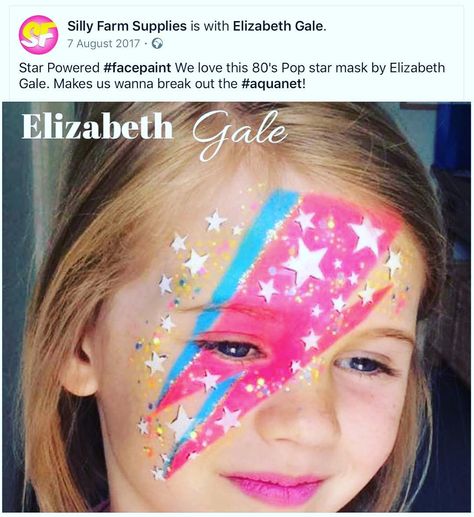 Rock And Roll Face Paint, 80s Face Paint, Rockstar Face Paint, Easy Face Painting Designs, Halloween 80s, Festival Face Paint, Rock Star Costume, Glitter Roots, Look 80s