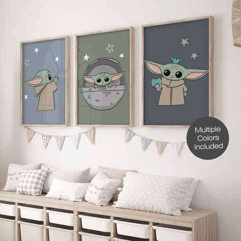 Star Wars Baby Nursery, Nursery Art Neutral, Star Wars Baby Room, Decoracion Star Wars, Nursery Ideas Boy, Yoda Art, Star Wars Wall, Star Wars Nursery, Neutral Nursery Art