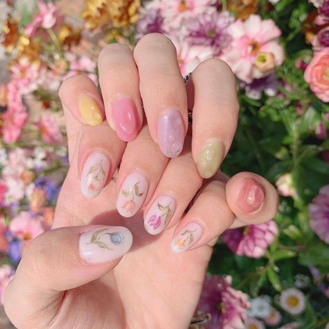 Cottagecore Nails, Rose Nails, Nail Art Wedding, Kawaii Nails, Minimalist Nails, Dream Nails, Pretty Acrylic Nails, Gel Nail Art, Perfect Nails