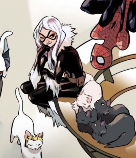 Felicia And Peter, Black Cat Felicia Hardy, Spiderman Black Cat, Felicia Hardy, Black Cat Aesthetic, الفن الرقمي, Black Cat Marvel, Cat Oc, Marvel Spiderman Art