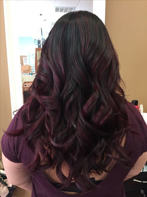 Cherry Red Balayage, 3c Hair, Red Balayage, Cherry Hair, Hair Inspo Color, Hair Color For Black Hair, Curly Hairstyles, Hair Colour, Hair Dye