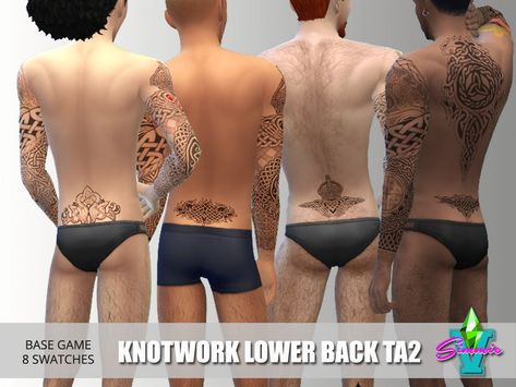 The Sims 4 Cc Tattoos, Sims 4 Tattoo Cc, Sims 4 Cc Tattoos, Tattoos Lower Back, Lower Back Tattoo, Sims 4 Male Clothes, Sims 4 Tattoos, Cc Mods, 4 Tattoo