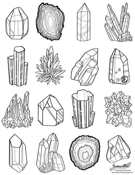 Crystal Drawing, Tattoo Zeichnungen, Modern Art Printables, Crystal Art, Book Of Shadows, Free Coloring Pages, Free Coloring, Doodle Art, Drawing Tutorial