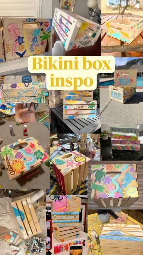 Bikini box inspo!! This is your sign to make one! #preppykrys #thatgirl #preppyaesthetic #vanillagirl #summer #outfitinspo #preppy #outfit #bikinibox Summer Diy Projects, Best Friend Activities, Fun Sleepover Ideas, Friend Activities, Summer Fun List, Summer Plans, Preppy Outfit, Painted Boxes, Summer Inspiration