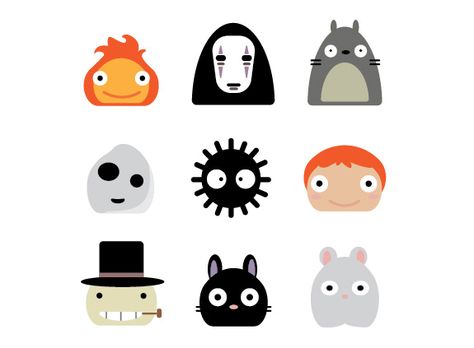 Studio Ghibli Characters Icon, Totoro Tufting, Ghibli Characters Icon, Totoro Nails Studio Ghibli, All Studio Ghibli Movies, Ghibli Character, Behance Icon, Studio Ghibli Crafts, Ghibli Icons