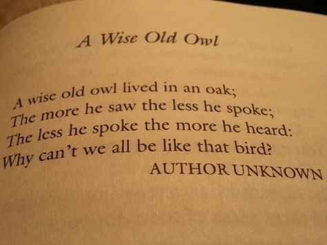 A Wise Old Owl, Author Unknown Old Wise Quotes, Old English Quotes, Old English Sayings, Wise Old Sayings, Wise Owl, Old Quotes, English Quotes, Writing Words, Famous Quotes