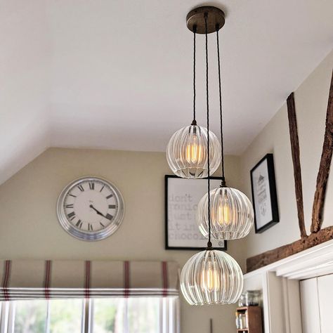 Glass Pendant Light Hallway, Hallway Hanging Lights, Large Chandelier High Ceilings, Staircase Lights, Staircase Pendant Lighting, Hallway Pendant Lighting, Lights Over Dining Table, Wooden Bead Chandelier, Cluster Pendant Light