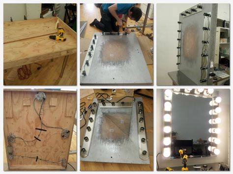 Vanity Mirror DIY -Might have to have my husband make this for me when he's home. Diy Makeup Mirror, Makeup Vanity Mirror With Lights, Diy Vanity Mirror, Vanity Mirror With Lights, Diy Makeup Vanity, Lights Diy, Makeup Station, Diy Lampe, Makeup Vanity Mirror