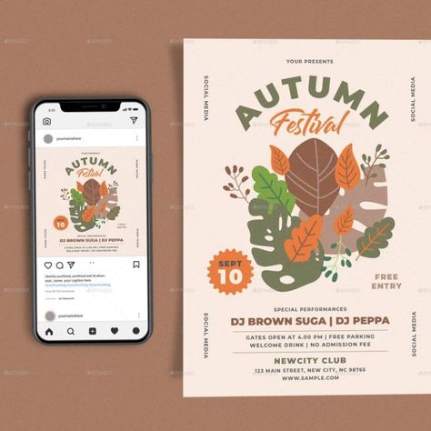 Autumn Festival Template Autumn Social Media, Festival Template, Flyer Size, Welcome Drink, Autumn Festival, Harvest Festival, Rgb Color, Festival Posters, Cmyk Color