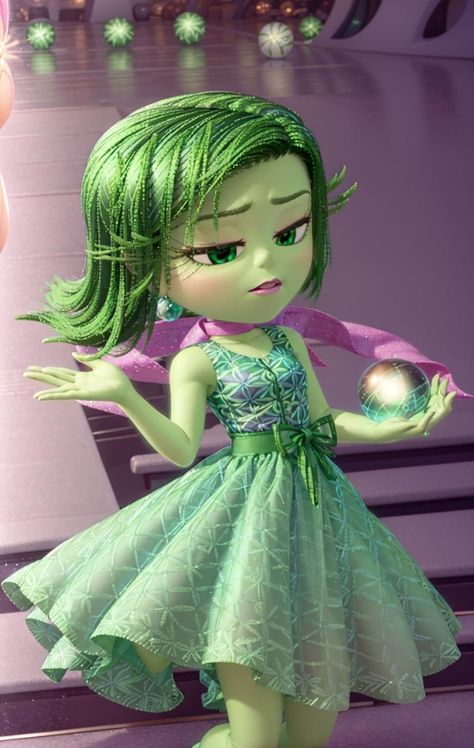 Disgusted Inside Out, Movie Inside Out, Inside Out Characters, Disney Cuties, Disney Inside Out, Best Pixie Cuts, Pinturas Disney, Disney Aesthetic, Disney Princess Art