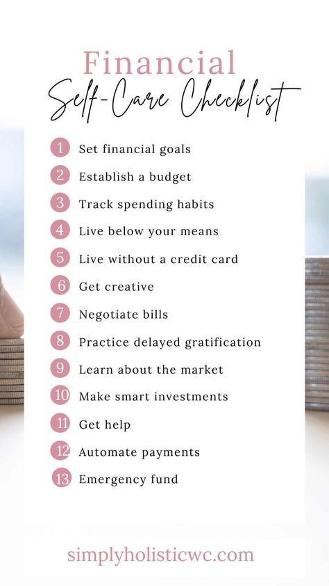 Financial self care checklist Financial Self Care Ideas, Life Evaluation, Financial Self Care, Financial Feminist, Financial Website, Financial Checklist, English Knowledge, Self Care Checklist, Random Products