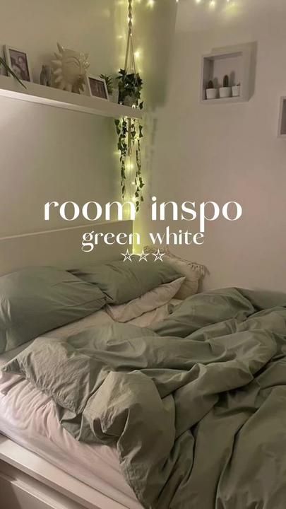 Green White Room, Green Room Ideas Bedroom, Green And White Bedroom, Small Room Makeover, Green Room Decor, Sage Green Bedroom, Aesthetic Bedroom Ideas, Hiasan Bilik, Room Redesign