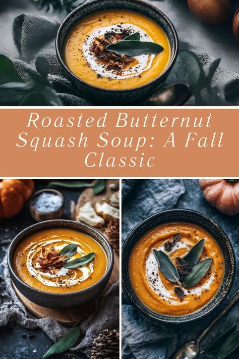 This Roasted Butternut Squash Soup is a fall favorite! Smooth, flavorful, and perfect for a comforting dinner, it’s the ultimate soup for the season. 🎃🍂 #SoupLovers #FallRecipes #ComfortFood #ButternutSquash #AutumnEats Best Roasted Butternut Squash Soup, Butternut Squash Soup Roasted, Roasted Butternut Squash Soup Recipes, Butternut Squash Oven, Butternut Squash Soup Crockpot, Best Butternut Squash Soup, Curried Butternut Squash Soup, Butternut Soup, Comforting Dinner