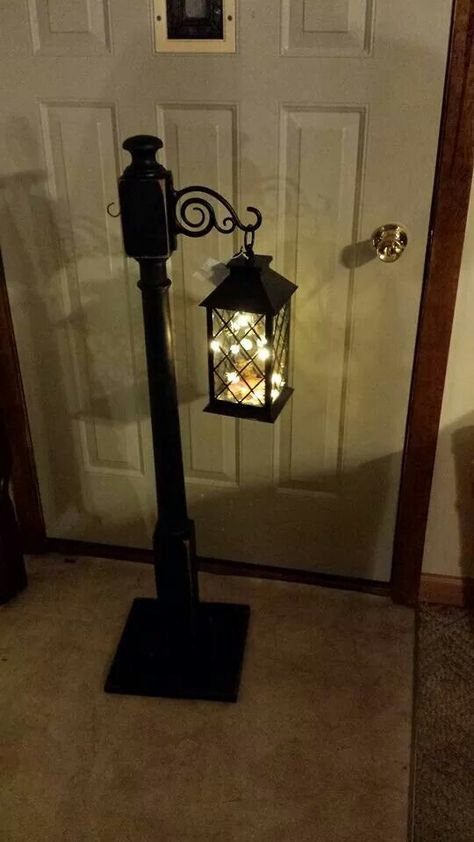 Lamp and post.. Diy Lamp Post Outdoor, Diy Lamp Post, Upcycled Bottles, Spindle Crafts, Outdoor Lamp Posts, Romantic Ideas, Porch Posts, Outdoor Room, Diy Lanterns