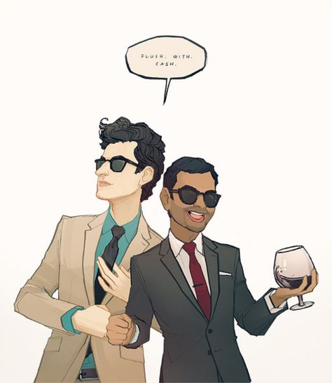 Fluuuush with caaaaash! Tom Haverford and John Ralphio! Parks and Recreation Jean Ralphio Saperstein, Parks And Rec Memes, Parcs And Rec, Jean Ralphio, Tom Haverford, Parks And Recs, Ben Schwartz, Leslie Knope, Parks And Rec