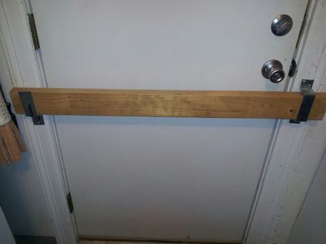 Door Barricade Diy, Shed Security, Safe Room Doors, Door Brace, Diy Lock, Garage Storage Inspiration, Door Makeover Diy, Door Brackets, Hardware Stores