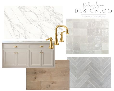 Master Bath Remodel Coastal, Modern Cottage Powder Room, Neutral Spa Bathroom, Coastal Bathroom Mood Board, Neutral Master Bath, Primary Bathroom Design, Pantry Door Ideas, Master Bath Tile, Main Bathroom Ideas