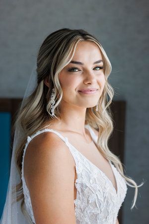 A bridal portrait captured by Savanna Richardson Photography a high-end Utah wedding photographer. half up wedding hair bridal veil #SavannaRichardsonPhotography #SavannaRichardsonWeddings #QuietMeadowFarms #MapletonUTweddingphotographers Half Up Have Down Wedding Hair, Halfup Bridal Hairstyles, Wedding Hair Down Half Up, Wedding Hair With Dress Style, Fine Bridal Hair, Half Up Half Down Hair For Bride, Half Up Hairstyles For Bride, Bridal Hair Pulled To The Side, Wedding Hair For Bride With Veil Half Up