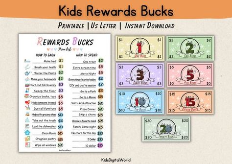 Colorful Kids Reward Bucks, Mom Bucks, PDF Reward System For Kids, Chore Bucks, Good Behavior Bucks, Play Money, Pretend Money, Printable Chore And Behavior Chart Reward System, Chore Money Chart Reward System, Summer Reward System For Kids, Behavior System For Home, Chore Rewards Ideas, Monopoly Money Chore Chart For Snacks, Monopoly Money Chore Chart Rewards, Mommy Bucks Printable, Chore Store For Kids