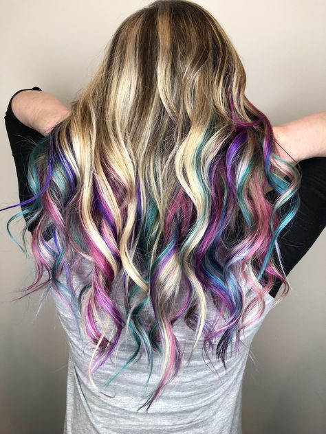 Red Hair Tips, Silver Ombre Hair, Unicorn Hair Color, Amber Hair, Wild Hair Color, Gorgeous Hair Color, Balayage Hair Blonde, Hair Inspiration Color, Mermaid Hair