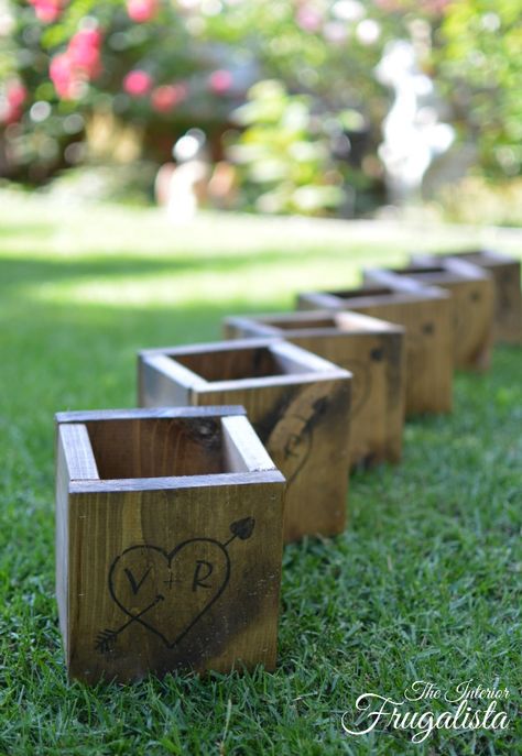 Wooden DIY Rustic Wedding Centerpieces Boxes | The Interior Frugalista Floating Candles Mason Jars, Box Wedding Centerpieces, Wedding Table Centerpieces Diy, Wedding Centerpieces Diy Rustic, Diy Rustic Wedding, Rustic Rehearsal Dinners, Wooden Box Centerpiece, Wedding Centerpieces Mason Jars, Table Centerpieces Diy