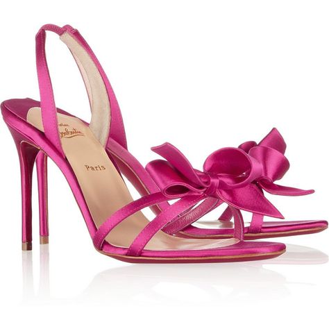 Christian Louboutin Grusanda 85 bow-embellished satin sandals (3620 QAR) ❤ liked on Polyvore featuring shoes, sandals, heels, christian louboutin, louboutin, pink, mid heel, mid-heel sandals, elastic sandals and high heel sandals Heels Designer, Red Bottom Shoes, Christian Louboutin Boots, Satin Sandals, Pink High Heels, Jimmy Choo Heels, Ultra Feminine, Christian Louboutin Heels, Louboutin Heels