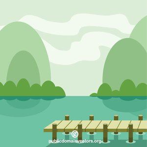 PublicDomainVectors.org-Pier on a lake Postcard Drawing, Infographic Inspiration, Free Illustration, Copyright Free, Boat Dock, Free Clipart, Vector Graphics, Public Domain, Vector Images