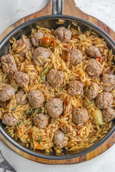 Italian Meatballs with Orzo Orzo And Meatballs, Meatball Stew, Zesty Italian Dressing, Frozen Meatballs, Italian Meatballs, Favorite Recipes Dinner, Amazing Recipes, Tasty Recipes, Orzo