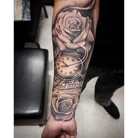 Eiffel Tower Tattoo, Pocket Watch Tattoos, Soldier Tattoo, Tattoo Band, Chicano Tattoos Sleeve, Rose Tattoos For Men, Forearm Band Tattoos, Men Tattoos Arm Sleeve, Cool Arm Tattoos