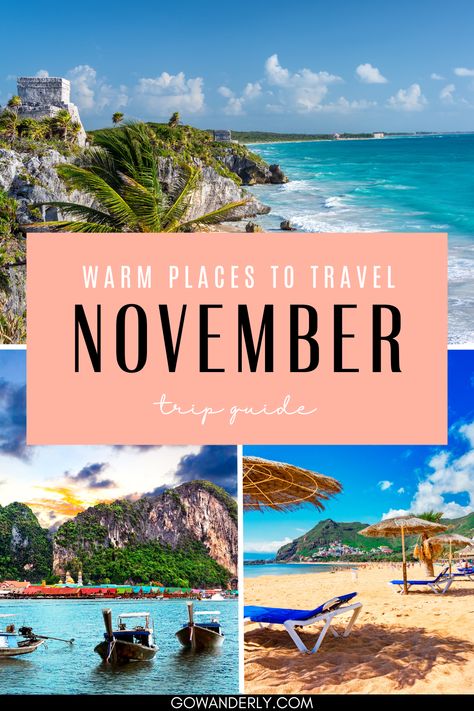 Find your ideal warm travel destination for November. Best Places To Visit In November, Europe In November, Warm Vacation, Winter Getaways, Best Places To Vacation, Fall Vacations, Winter Getaway, Places In Europe, Fall Travel