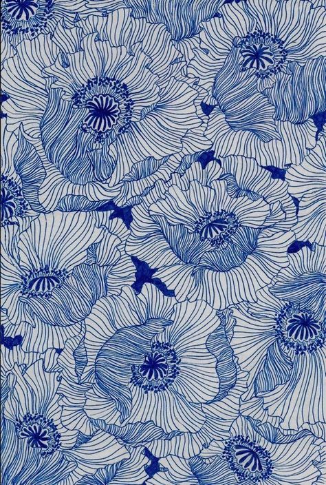 Ink drawing using a Pilot ball point pen. Author: Jessica Stock Dumping Ground, The Best Wallpapers, Best Wallpapers, Ink Drawing, Flower Pattern, Aesthetic Wallpapers, Wallpapers, Pattern, Blue