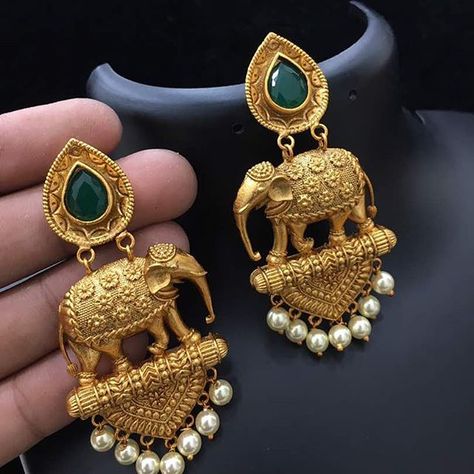 Price Rs1150+$ #Bahubali jewellery #elephant earrings #newarrivals #shopnow #embellishchennai #mustbuy #beautifulpiece #emeraldcutdiamond #motiball #mattefinish # Bollywood Vintage, Saree Bollywood, Punjabi Dress, Elephant Earrings, Buy Jewellery Online, Wedding Jewellery Collection, Antique Gold Jewelry, Jewelry Design Earrings, Jewelry For Men