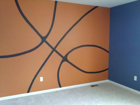 my basketball wall Cuartos Ideas, Basketball Themed Bedroom, Graphic Mural, Galaxy Bedroom, Basketball Bedroom, Sports Bedroom, Basketball Room, Sport Bedroom, Basketball Wall