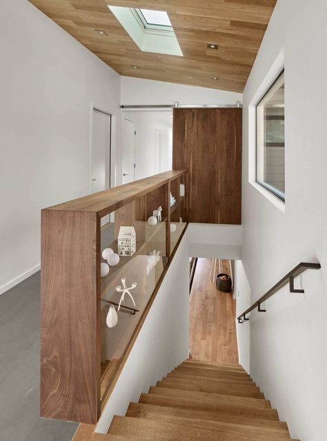 Oakland Modern by Knock Architecture and Design تحت الدرج, Doors Entry, Hardwood Doors, White Panel, Staircase Railings, Home Stairs Design, Coastal Living Rooms, House Stairs, Stair Railing