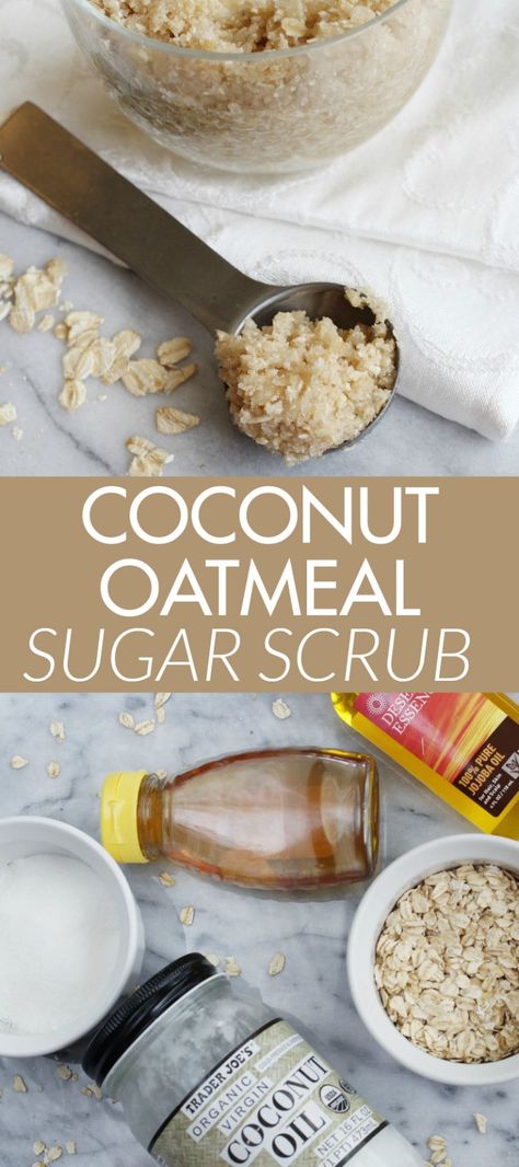 Coconut Sugar Scrub, Oatmeal Scrub, Coconut Oatmeal, Kitchen Simple, Diy Coconut, Food Microwave, Sugar Scrub Recipe, Diy Kosmetik, Diy Body Scrub