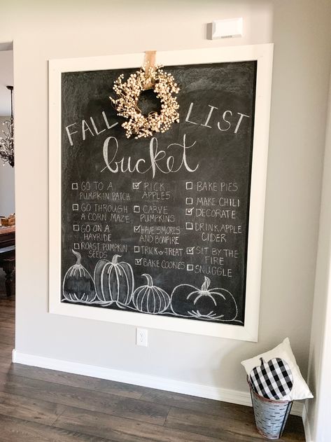 Fall Bucket List Fun Playroom Ideas, Chalkboard Doodles, Olive Bucket, Bucket List Family, Pumpkin Farm, Fall Bucket List, Diy Chalkboard, Pumpkin Pillows, Fall Cookies