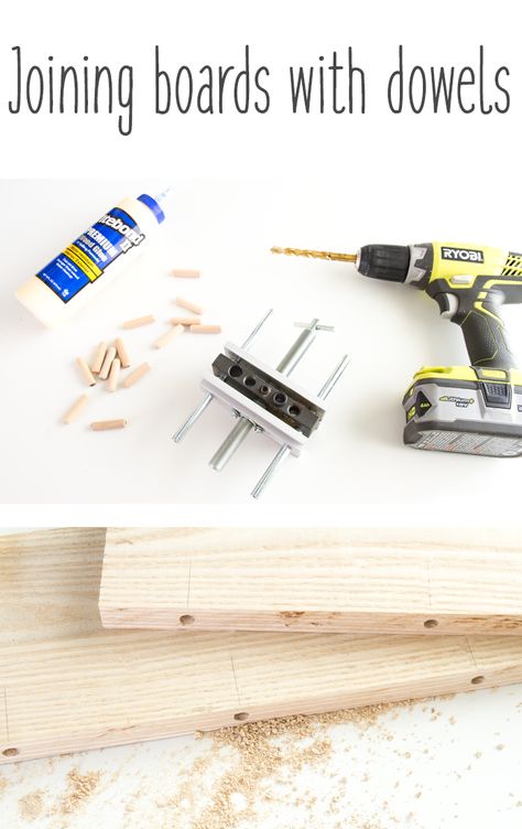 Joining Boards With Dowels - Stacy Risenmay Using Dowels To Join Wood, How To Join Wood Boards Together, Joining Boards For A Table Top, Island Upgrade, Wood Joining, Epoxy Diy, Dowel Jig, Man Garage, Cabinet Top