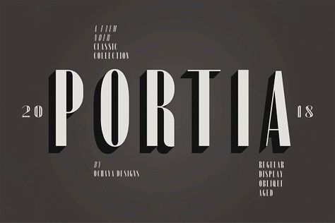 Portia | Film Noir Inspired Typeface by ochaya designs on @creativemarket Noir Font, Letter Types, Film Font, Rooftop Cinema, Design Title, Noir Detective, Mystery Genre, Create Text, Poster Fonts