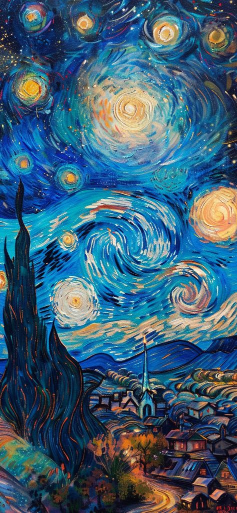 A Starry Night Wallpaper, Stary Night Wallpaper 4k, Van Gogh Starry Night Wallpapers, فنسنت فان جوخ, Starry Night Wallpaper, Van Gogh Exhibition, Simplistic Wallpaper, Starry Night Art, Arte Van Gogh