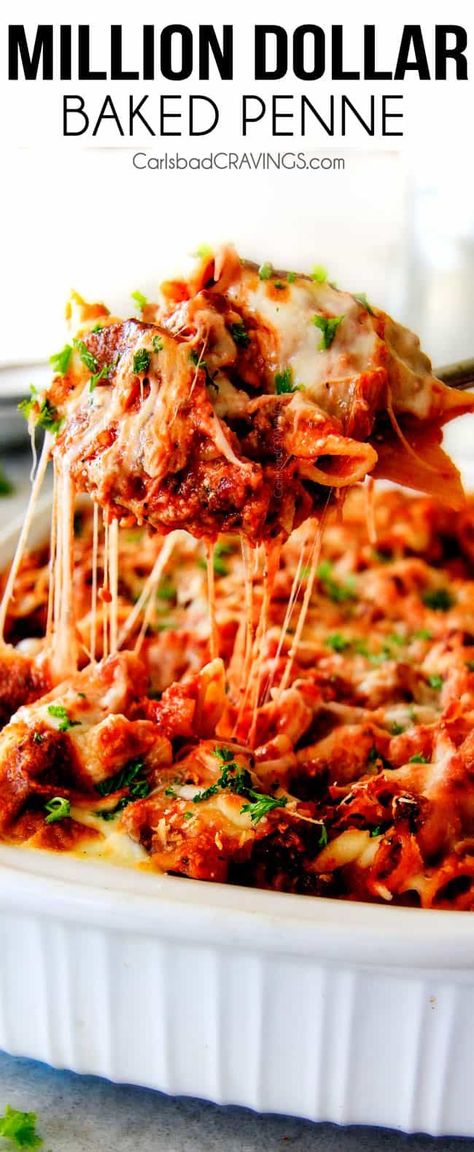 Cheesy Million Dollar Pasta - Carlsbad Cravings Baked Penne With Ricotta, Noodles Sauce, Baked Penne Pasta, Macaroni And Cheese Casserole, Toscana Recipe, Easy Baked Ziti, Cheese Casserole Recipes, Chicken Divan, Baked Penne