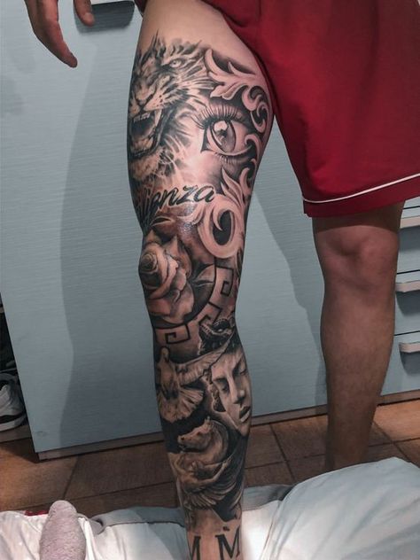 Leg Sleeve Tattoo Male For Men, Leg Sleeve Tattoo Men, Full Leg Tattoo Men, Calf Sleeve Tattoo Men, Leg Tats Men, Mens Leg Sleeve Tattoo, Leg Tattoo Ideas For Men, Leg Tattoos Men, Mens Leg Tattoo