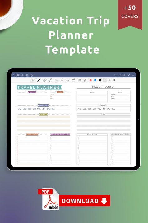 Trip Planner Template, Budget Planning Printables, Trip Planning Template, Vacation Itinerary Template, Planning Vacation, Vacation Planner Template, Personal Budget Planner, Travel Itinerary Planner, Business Budget