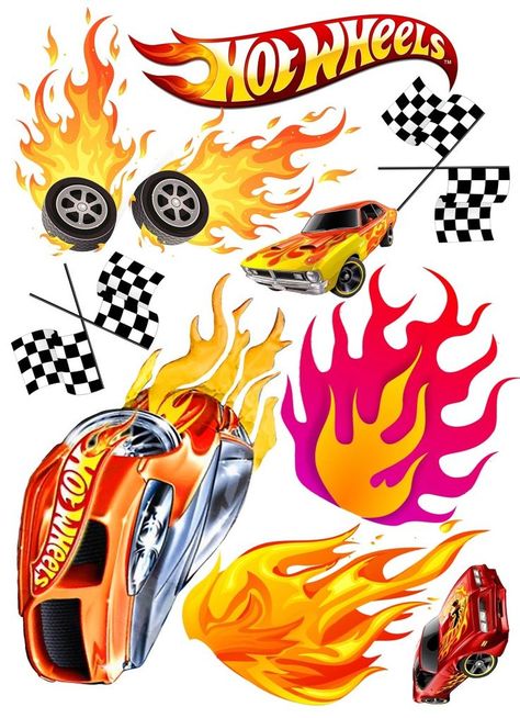 Topper De Bolo Hot Wheels 5FA Hot Wheel Printables, Hot Wheels Cupcakes, Car Centerpieces, Wheels Cake, Bolo Hot Wheels, Blaze Birthday Party, Monster Jam Party, Hot Wheels Cake, Blaze Birthday