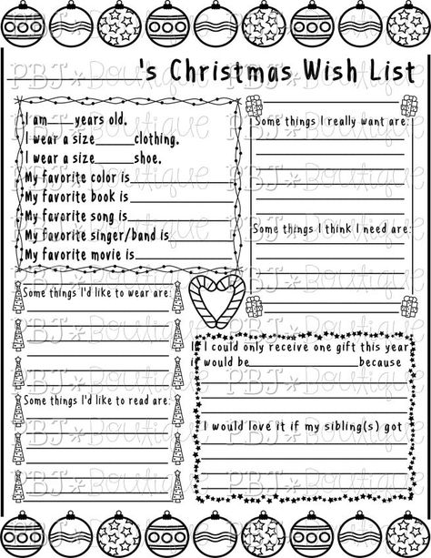 Christmas Wish List blank template FREE printable Christmas Wishlist Template, Christmas Santa List, Christmas List Printable, Monthly Holidays, Christmas Wish List Template, Santa Breakfast, Christmas List Template, Kids Christmas List, Elf Notes