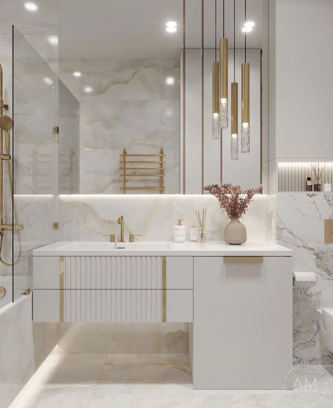 Fun Bathroom Decor, House Bathroom Designs, Bathroom Design Styles, Bespoke Bathroom, Beautiful Bathroom Designs, White Bathroom Designs, Baths Interior, Minimal Kitchen, Bathroom Decor Luxury