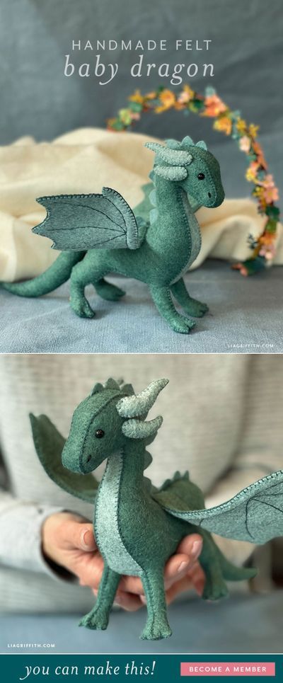 Dragon Stuffed Animal Pattern, Felt Dragon Pattern, Dragon Sewing Pattern, Paper Flower Ideas, Dragon Plushie, Diy Dragon, Crafts For Beginners, Felt Dragon, Felt Craft Projects