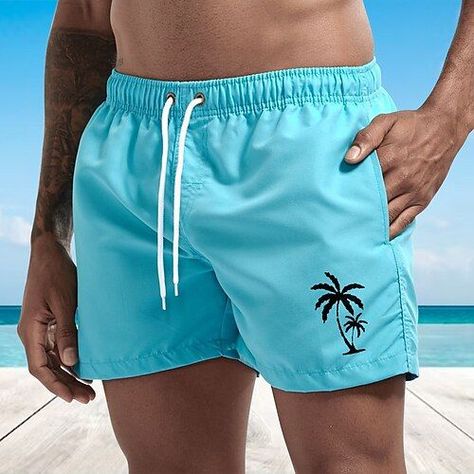 Product OK according to announcement. 90 Fashion Men, Weekend Fashion, 90s Men, Beach Weekend, Streetwear Essentials, Mens Swim Shorts, Holiday Beach, Mens Boardshorts, Coconut Tree