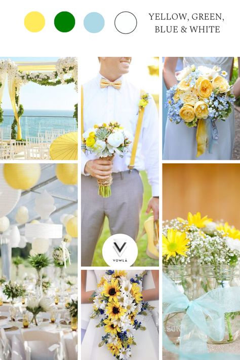 wedding, wedding inspiration, yellow wedding, blue and yellow wedding, white wedding, yellow wedding arch, yellow and green wedding, green and blue wedding, light blue wedding, floral design, tabletop design, mason jars, destination wedding , sunflower wedding, flower wedding, Dusty Blue And Yellow Wedding Theme Table Settings, Blue And Yellow Beach Wedding, Light Yellow And Light Blue Wedding, Sky Blue And Yellow Wedding, Light Blue And Yellow Wedding Theme, Dusty Blue And Yellow Wedding Theme, Blue Green Yellow Wedding, Green And Yellow Wedding Theme, Yellow Wedding Arch