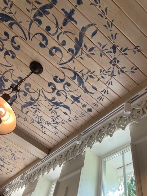 Painted Ceiling In Kitchen, Medieval Decor Interior Design, Floating Nightstand Ideas, Modern Floating Nightstand, Diy Headboard Ideas, Nightstand Ideas, Headboard Ideas, Wooden Ceiling, Ceiling Murals